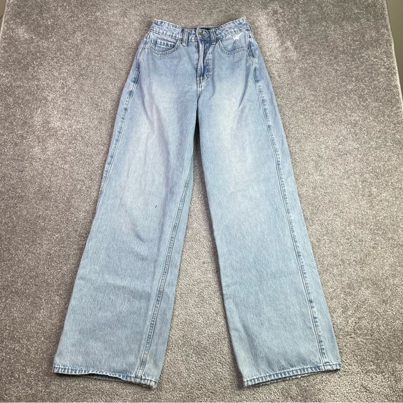 Hollister Denim - Hollister Jeans Women’s 24 Blue Baggy Wide Leg Ultra High Rise Light Wash Cotton